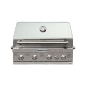 KitchenAid 4 Burner Built In Stainless Steel Propane Gas Island Grill Head with Rotisserie Burner 740 0780