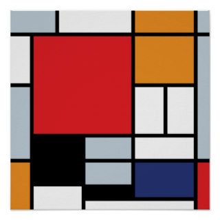 Mondrian   Composition With Large Red Plane Posters