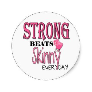 STRONG BEATS Skinny everyday W/Pink Boxing Gloves Round Sticker