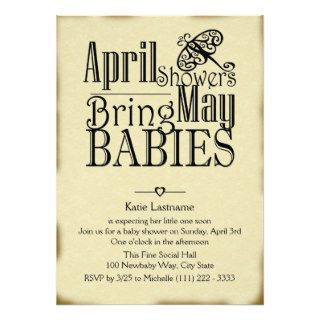 April Showers May Baby Personalized Announcements