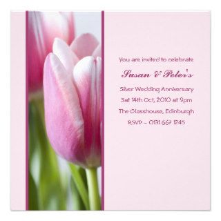 Pink Tulip Anniversary Invitation
