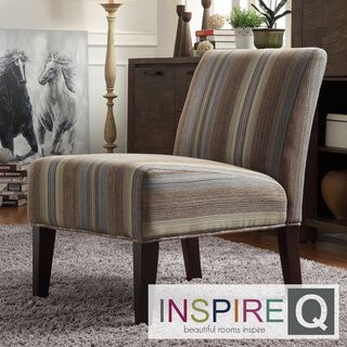 INSPIRE Q Peterson Mocha Tonal Stripe Slipper Chair INSPIRE Q Chairs