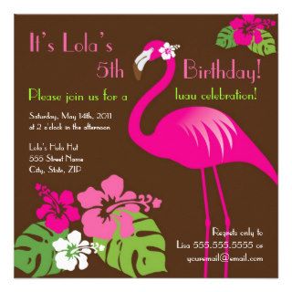 Pink Flamingo Birthday Invitation