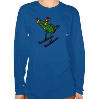 Funny Pickle Skiing Cartoon T Shirts