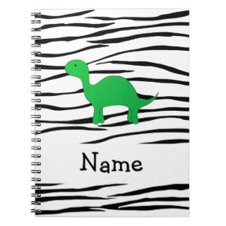 Personalized name dinosaur zebra stripes journals