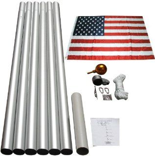 25' Aluminum Sectional Flag Pole Kit with 3 By 5 Foot Us Flag  Flagpole Hardware  Patio, Lawn & Garden