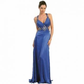 Luxury Divas Royal Blue Backless Jewel Embellished Long Formal Gown Size Large