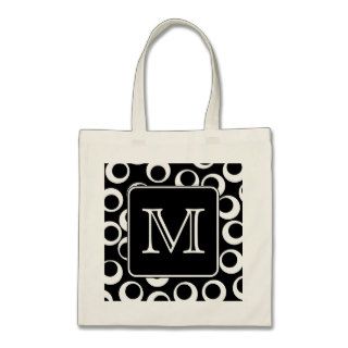 Your Letter. Black and White Monogram. Fun Pattern Bags