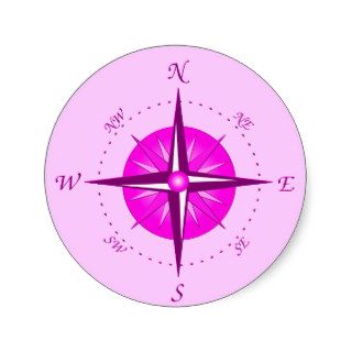 Compass Rose Round Sticker