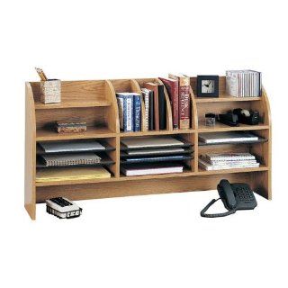 Safco Products 47 Inch W Radius Front Desk Topper, Medium Oak (9415MO)  Literature Organizers 