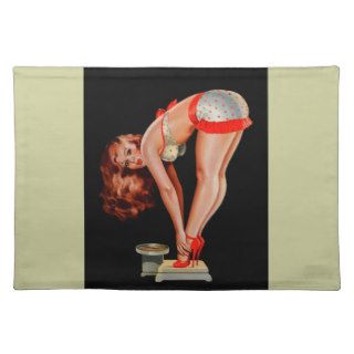 Vintage Retro Peter Driben Pinup Girl on Scale Placemats