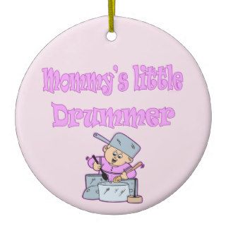 Funny Mommys Little Drummer Pink Christmas Tree Ornaments