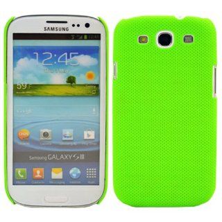 miniturtle(TM) Electric Green, Rubber Feel Mesh Slim Fit Clip On Phone Case Cover for Samsung Galaxy S 3 III I9300    Screen Protector Film Guard Included Cell Phones & Accessories