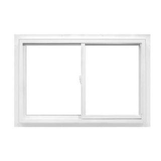 American Craftsman 50 Slider Fin Vinyl Windows, 24 in. x 24 in., White, with LowE Insulated Glass and Screen 50 SLIDER FIN
