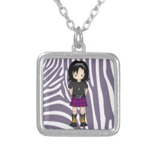 Cute and Funky Little Emo or Goth Girl Cartoon Necklaces