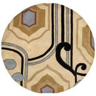 Shah Rugs 2958 6rd 6 ft. Round Hand tufted Contempo Cream Wool Rug  