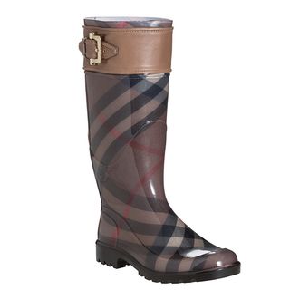 Burberry Women's Sterling Smoked Check Rain Boots Burberry Designer Women's Shoes