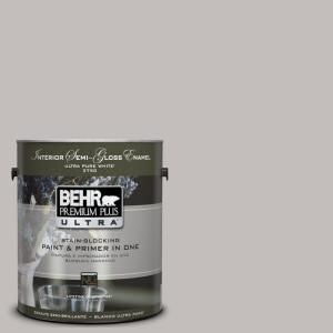 BEHR Premium Plus Ultra 1 gal. #UL260 11 Natural Gray Interior Semi Gloss Enamel Paint 375001