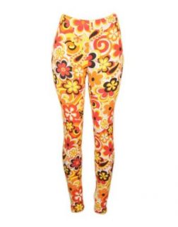Sexy Comfortable Colorful Leggings w/ Curly Floral Design