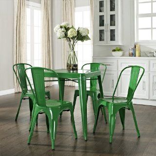 Crosley Furniture Amelia Five Piece Metal Cafe Dining Set in Green Home & Kitchen