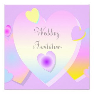 Lilac Hearts Wedding Invitation