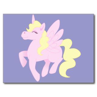 Cute Pink Unicorn Pegasus (Unipeg) Postcard