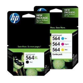 HP 564XL (CN684WN#140) Black + HP 564 (CD994FN#140) Cyan/Magenta/Yellow Color Combo Pack OEM Genuine Inkjet/Ink Cartridge Electronics