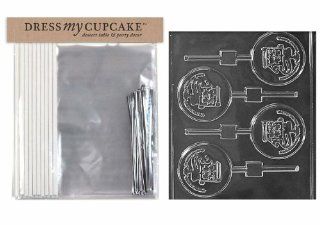 Dress My Cupcake DMCKITP011 Chocolate Candy Lollipop Packaging Kit with Mold, Constitution Lollipop Candy Making Molds Kitchen & Dining