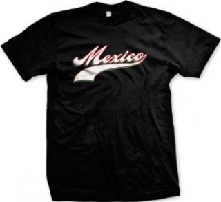 Mexico Script Font Mens T shirt, Mexican Country Pride Baseball Style Lettering Men's Tee Shirt Novelty T Shirts Clothing