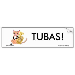 Cat Playing the Tuba Bumper Stickers