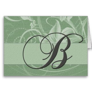 Sage green monogram card  Letter B