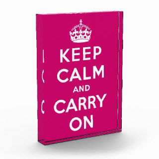 Keep Calm and Carry On Fuchsia Pink Decoration Award