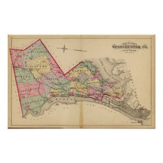 Outline map Westchester Co, NY Poster