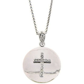 Finesque Sterling Silver 1/8ct TDW Diamond Cross Necklace (J K, I3) Finesque Diamond Necklaces