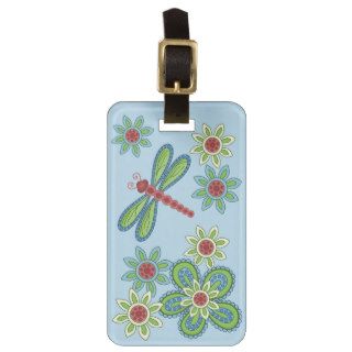 Dragonfly Flower Garden Name and Address Luggage Tag