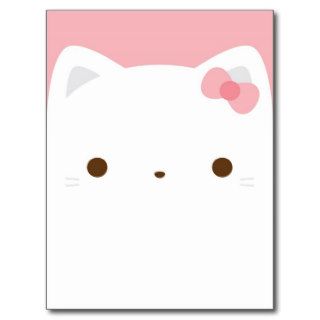 Cute White Cat Party Bunting 01 Postcards