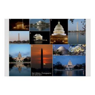 Sights of Washington, DC, Day and Night Poster