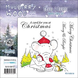 Mullberry Wood EZMount Cling Stamp Set 4 3/4"X4 3/4" Merry & Bright Crafter's Companion Clear & Cling Stamps