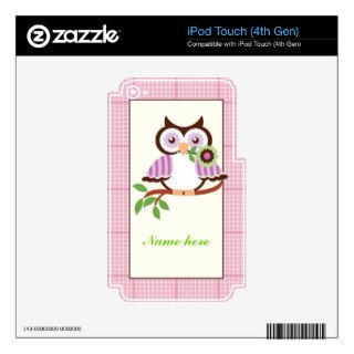 Spring owl plaid pink border iPod Touch skin