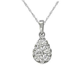0.41cttw Diamond Pear Shape Patented 1.00ct Look Pendant in 14k White Gold Jewelry