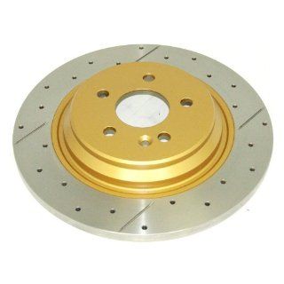 DBA DBA553X Street Series Gold Cross Drilled and Slotted Rear Solid Disc Brake Rotor Automotive