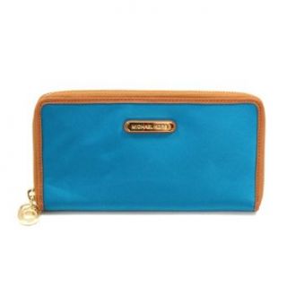 Michael Kors Kempton Continental Nylon Turqoise Zip Around Wallet/ Clutch (Blue) #32S3GKPE1C Clothing