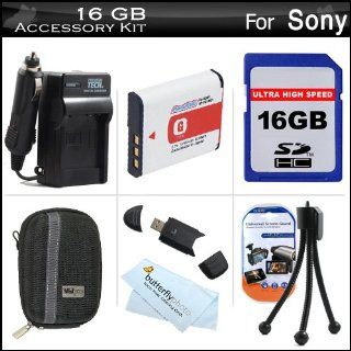 16GB Accessories Kit For Sony Cyber shot DSC H90 Digital Camera Includes 16GB High Speed SD Memory Card + Extended Replacement (1350 maH) NP BG1 Battery + AC/DC Travel Charger + USB 2.0 Card Reader + Case + Mini TableTop Tripod + Screen Protectors + More 