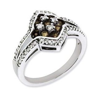 Sterling Silver Diamond and Smokey Quartz Gemstone Ring Cyber Monday Special Jewelry Brothers Ring Jewelry