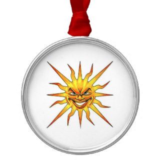 Cool cartoon tattoo symbol evil Sun face Ornaments