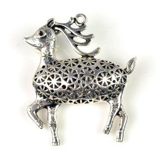 Cute Sika Deer Silver Alloy Pendant for Diy Pt 554 Beauty