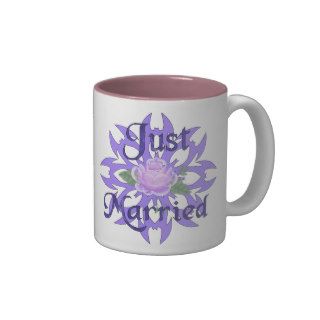Just Married Lavender Rose Mugs