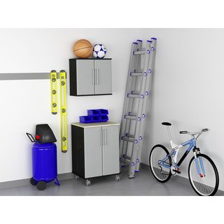 Ameriwood Garage Wall Cabinet and Two Door Cart Set Garage Storage