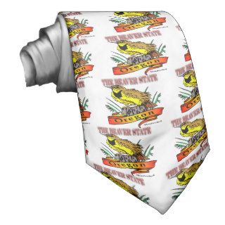 Oregon The Beaver State Meadowlark Custom Tie