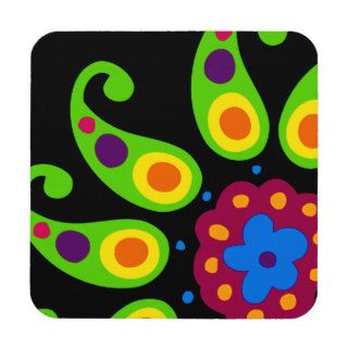 Funky Retro Colorful Flower Drink Coasters